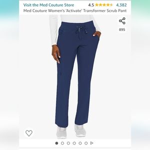 Med Couture Activate Navy Scrub Pant S Petite Active NWT